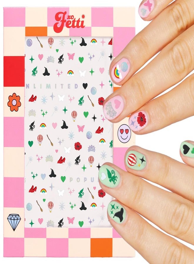 xo, Fetti Pink + Green Witch Nail Stickers - 604 pcs. | Birthday Decorations, Cute Girl Party Favor, Manicure Accessory, Kids Wizard Supplies - Image 1